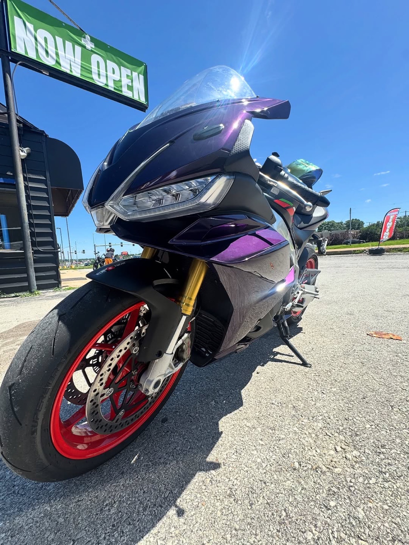 Superbike in color-shift purple